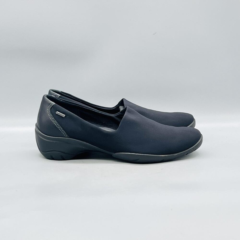 ECCO Shoes Women 8.5 Black Synthetic Slip On Waterproof Loafers Walking Goretex
